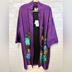 DIXIE Purple Floral Print Kimono Coat NWT Size Medium